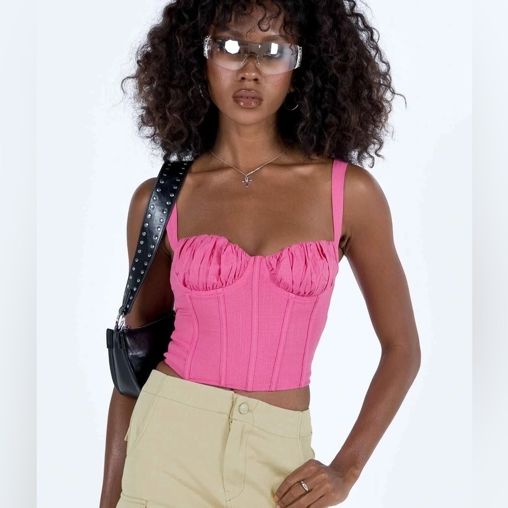 NWT Princess Polly Shadbolt Corset Cropped Bustier Top Size 8 Hot Pink - Picture 2 of 5